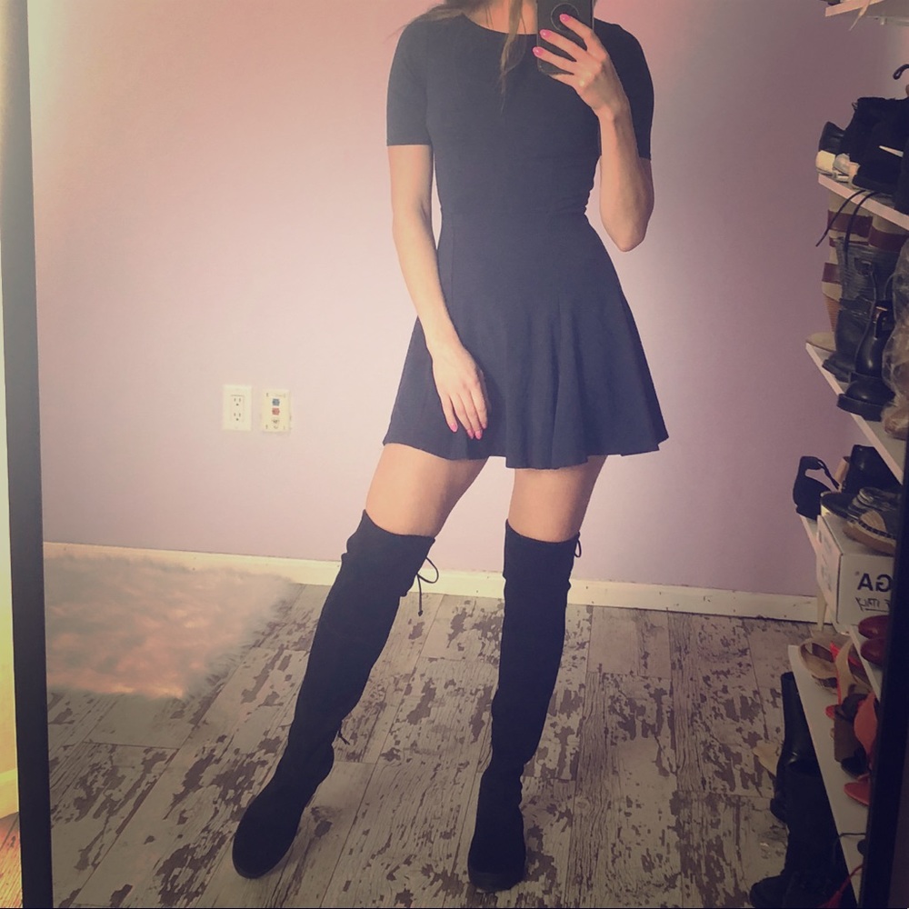 Dark navy skater dress 3/4 sleeve